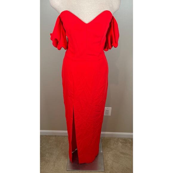 Amanda Uprichard Falcon Off the Shoulder Crimson Red Maxi Dress Size XS - Picture 3 of 9